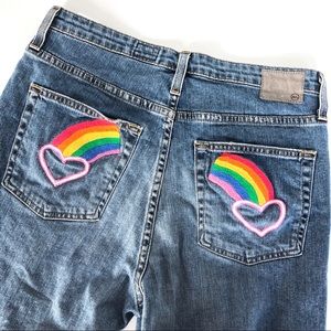 Hand Embroidered AG the phoebe high waist jeans